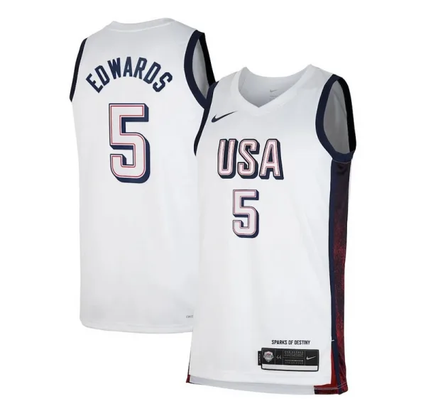 Praxisorientiert Robust Anthony Edwards Unisex Nike Men's USA Basketball 2024 Swingman Player Jersey White für die Saison